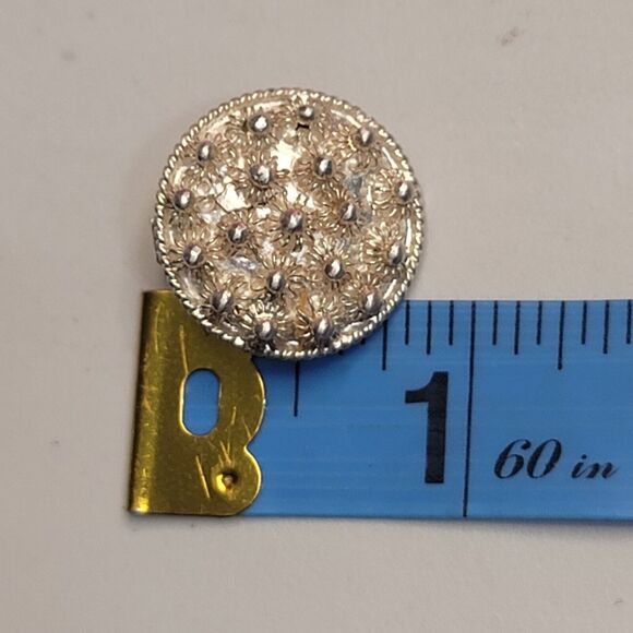 Vintage Sterling Silver Flower Clip On Earrings - Picture 4 of 11